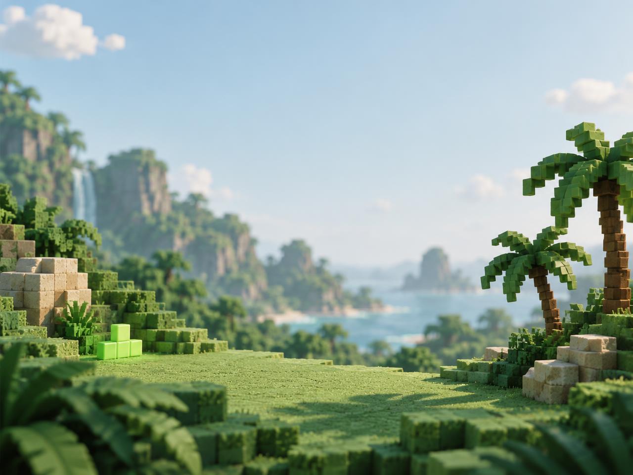 Décor jungle voxel avec formulaire de demande